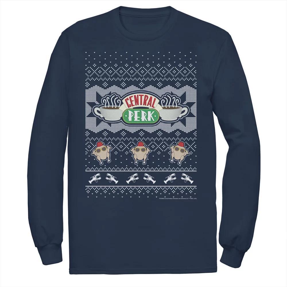 Men's Friends Central Perk Holiday Pattern Tee, Size: Small, Blue Product Image