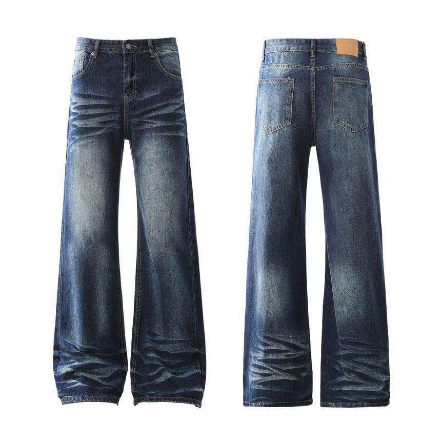 Mid Rise Washed Flared Jeans Product Image