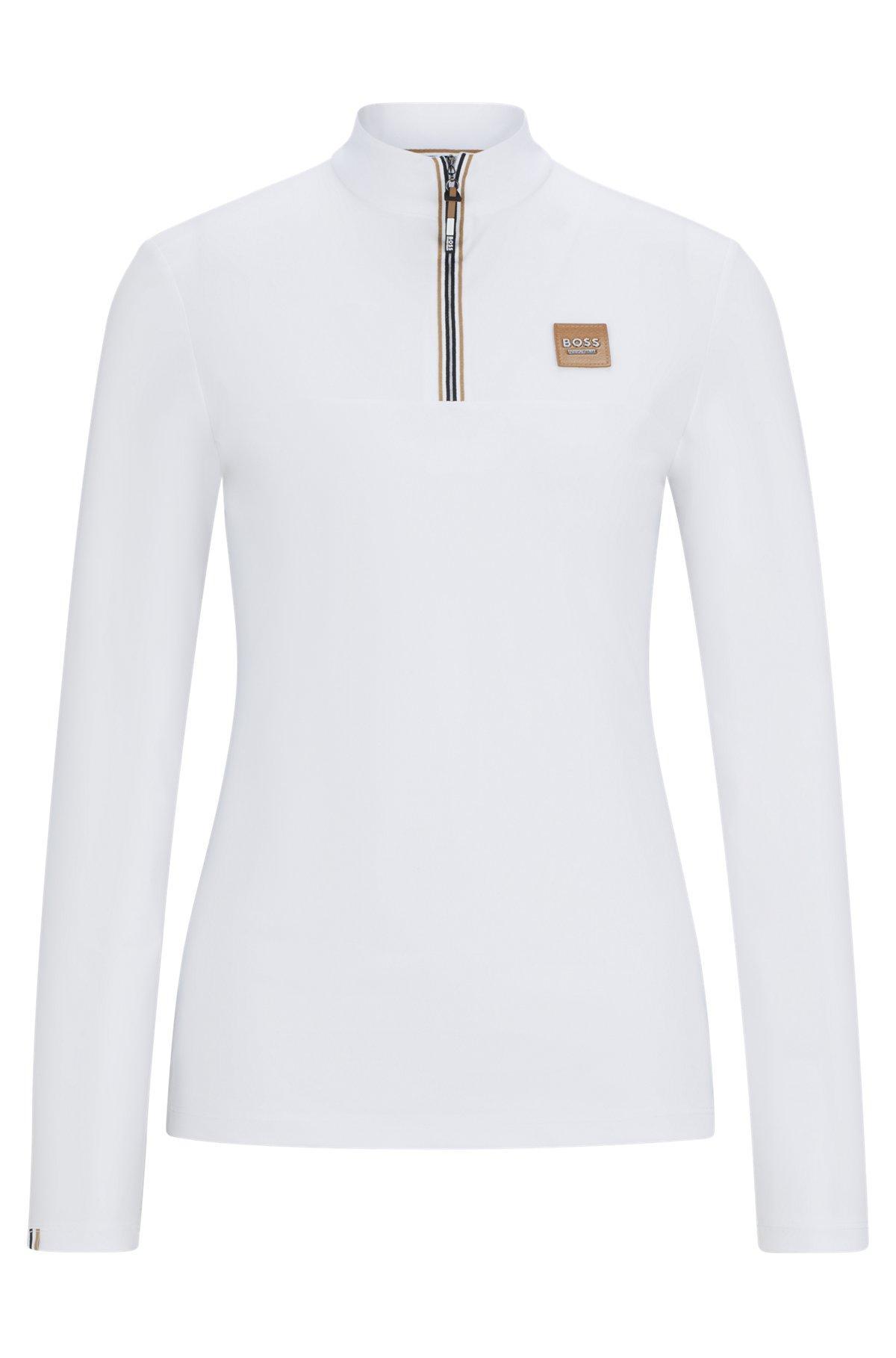 BOSS - Equestrian show top in super-stretch fabric - White Product Image