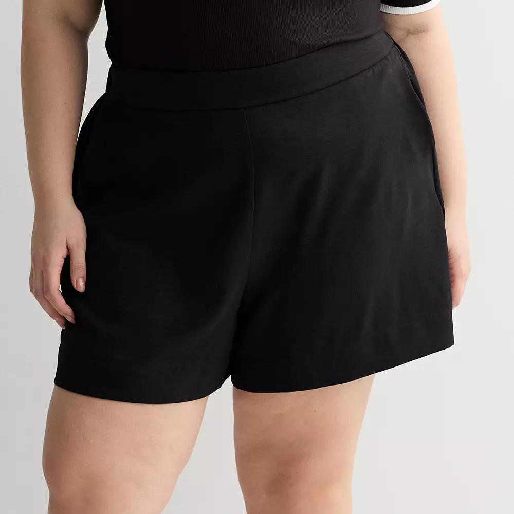 Plus Size Nine West Pull-On Easy Shorts, Women's, Size: 4XL, Mineral Black Product Image
