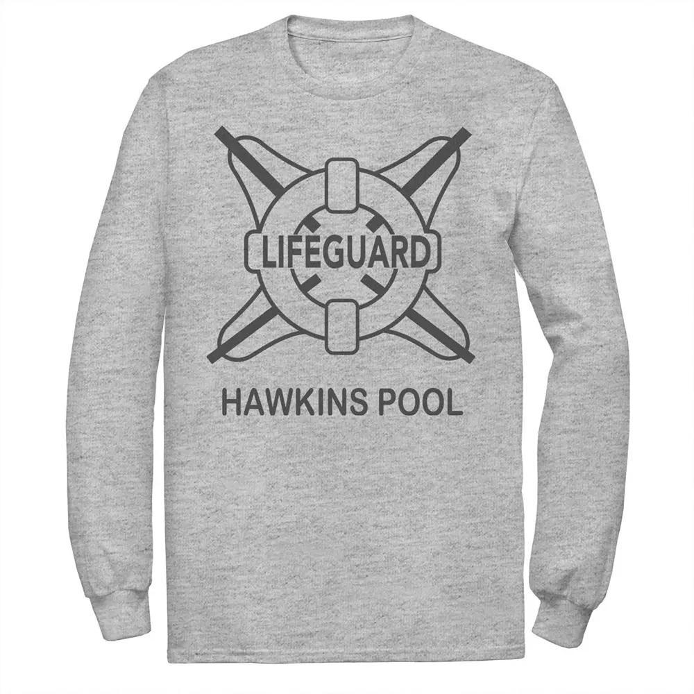 Men's Netflix Stranger Things Hawkins Pool Lifeguard Logo Tee, Size: XL, Athletic Grey Product Image
