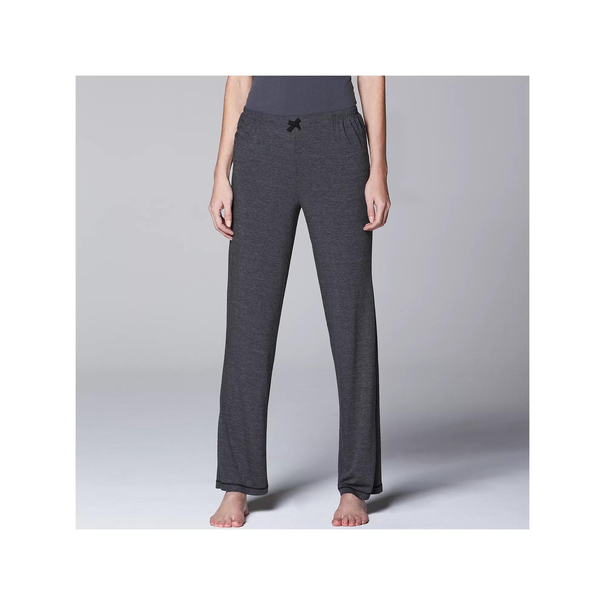 Women's Simply Vera Vera Wang Basic Solid Luxury Pajama Pants, Size: XL, Grey Coal Product Image