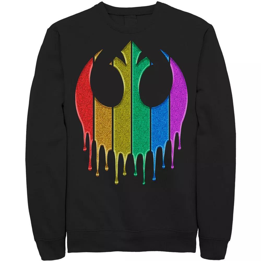 Men's Star Wars Pride Rebel Rainbow Glitter Logo Sweatshirt, Size: Medium, Black Product Image