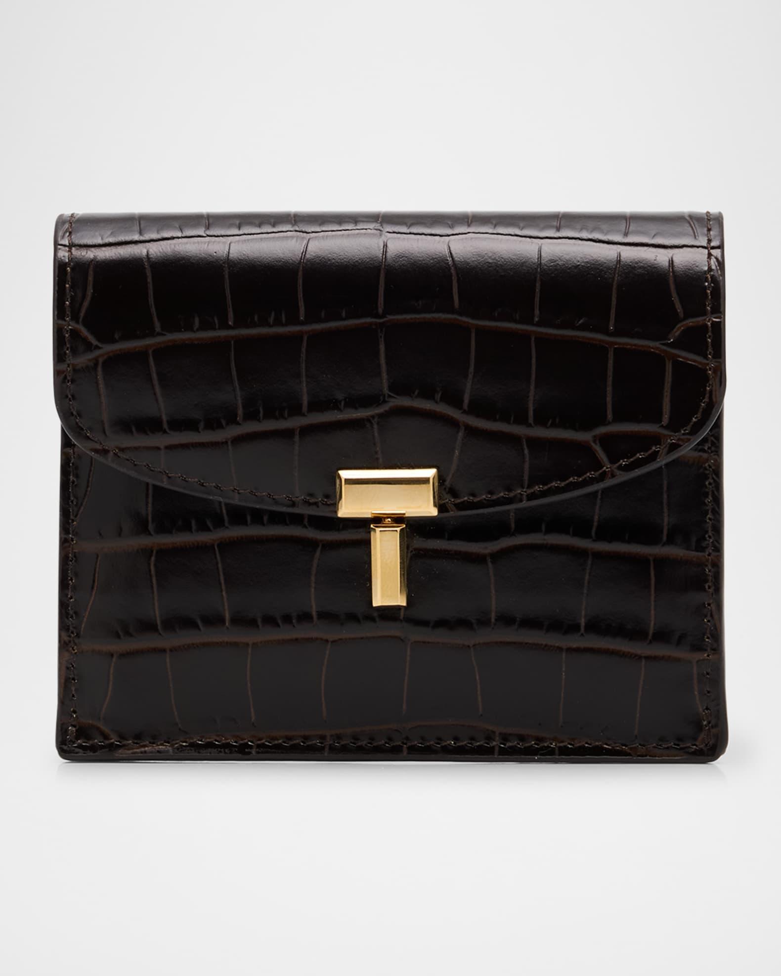 T-Lock Croco-Embossed Leather Card Holder Product Image