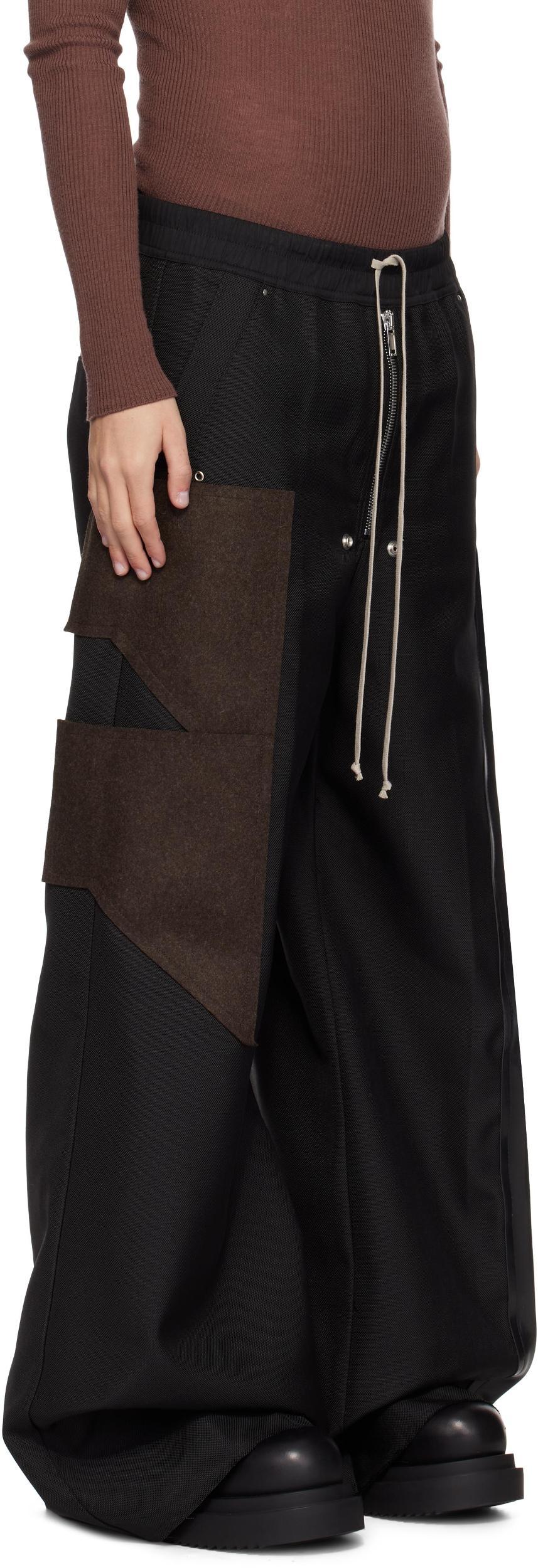 RICK OWENS Bela Wide-leg Recycled Rubber And Loden Felt-trimmed Cordura® Drawstring Trousers In Black Product Image