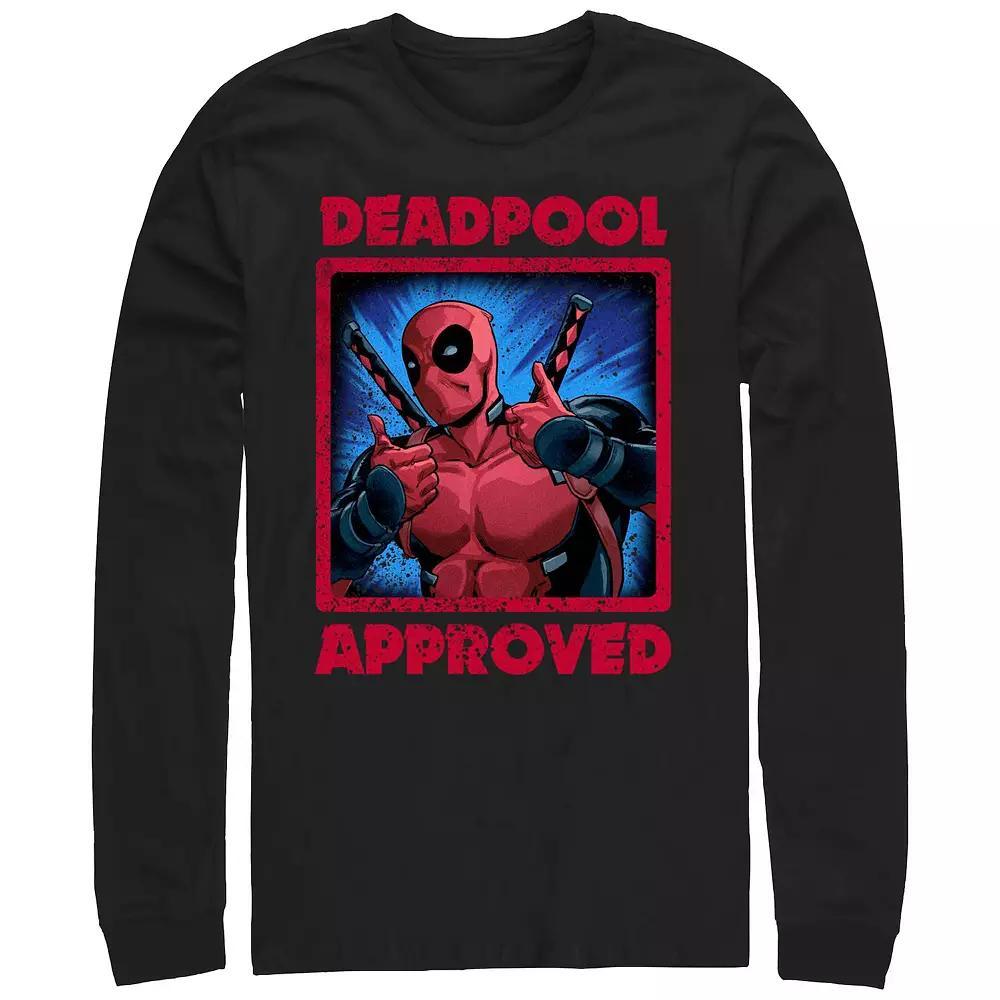 Men's Marvel Deadpool Approved Poster Long Sleeve Graphic Tee, Size: Large, Black Product Image