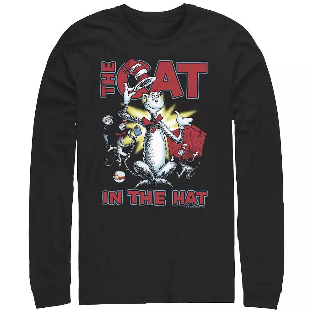 Men's Dr. Seuss The Cat In The Hat Cattitude Long Sleeve Graphic Tee, Size: Small, Black Product Image
