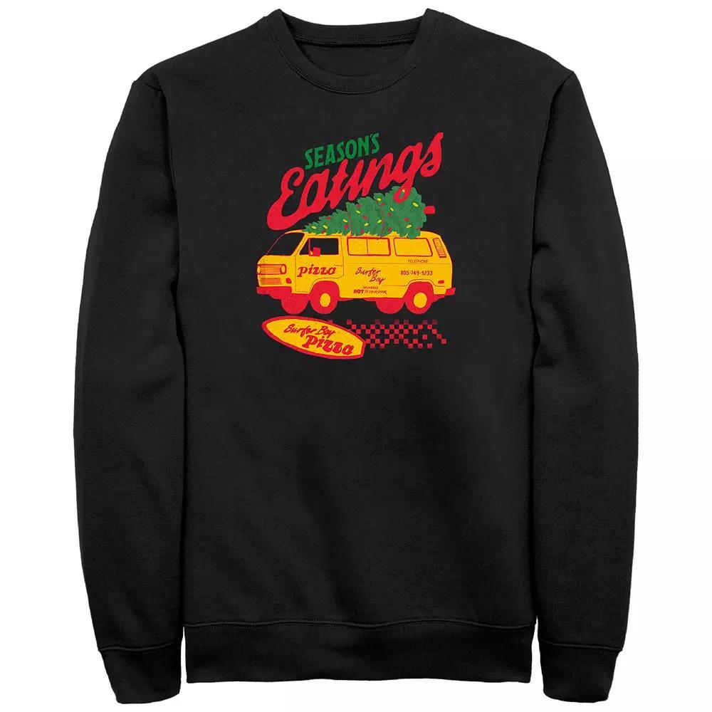 Mens Stranger Things Surfer Boy Pizza Seasons Greetings Graphic Fleece Product Image