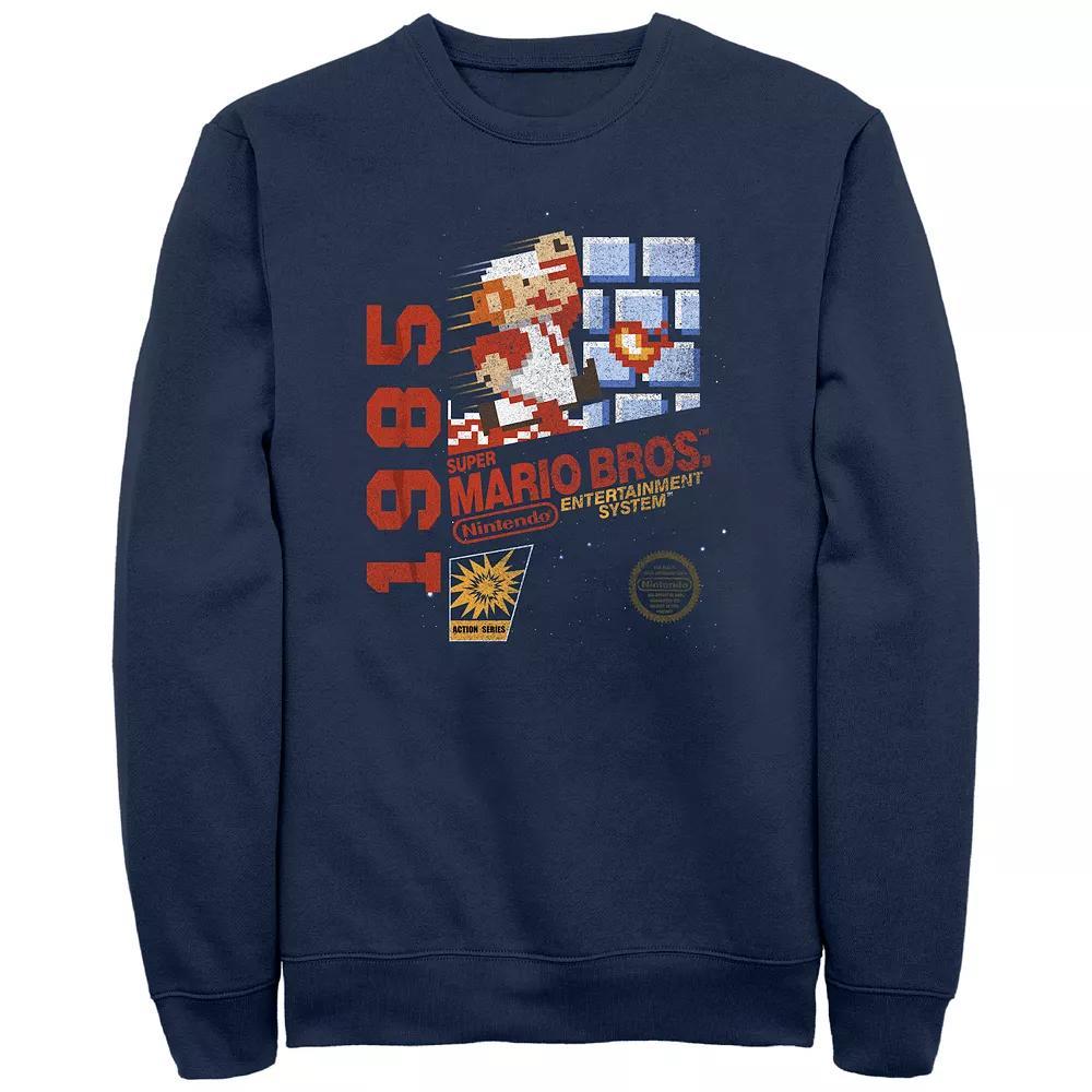 Men's Super Mario Bros NES Game Cover Graphic Fleece, Size: Medium, Blue Product Image