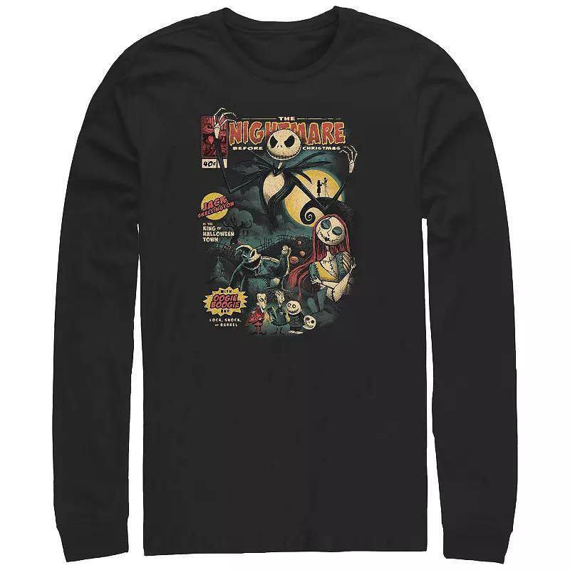 Disney's The Nightmare Before Christmas Graphic Novel Cover Long Sleeve Men's Graphic Tee, Size: 5XB, Black Product Image