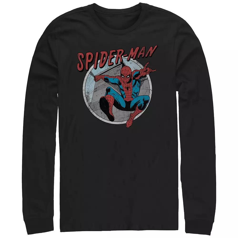 Men's Spider-Man Retro Stamp Graphic Tee, Size: Small, Black Product Image