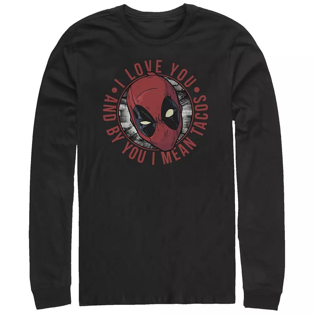 Big & Tall Marvel Deadpool I Love Tacos Long Sleeve Graphic Tee, Men's, Size: 5XB, Black Product Image