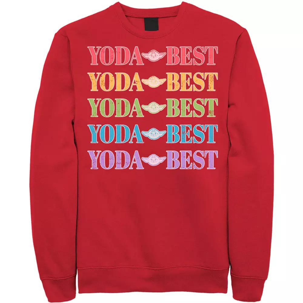 Men's Star Wars Pride Yoda Best Rainbow Text Stack Sweatshirt, Size: XXL, Red Product Image