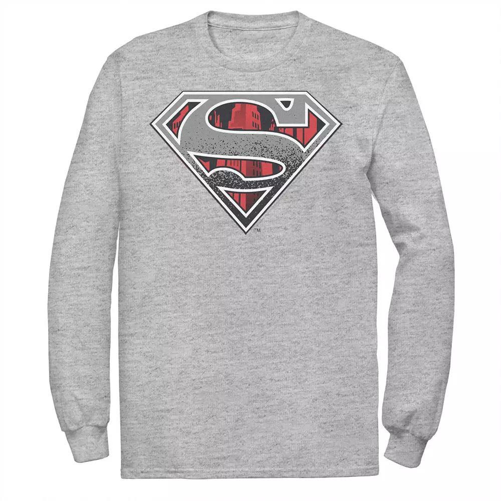 Mens DC Comics Superman Skyline Chest Logo Tee Athletic Grey Product Image