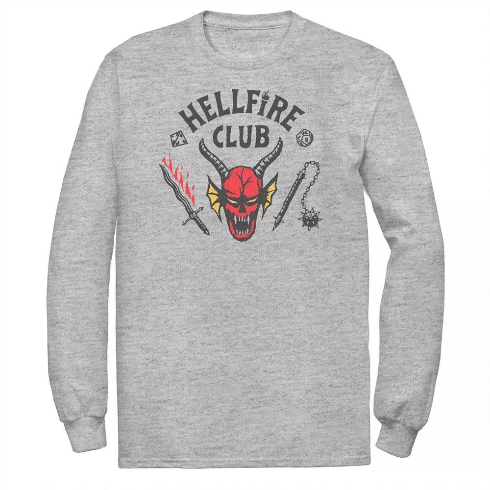 Big & Tall Stranger Things Hellfire Club Logo Long Sleeve Tee, Mens Athletic Grey Product Image