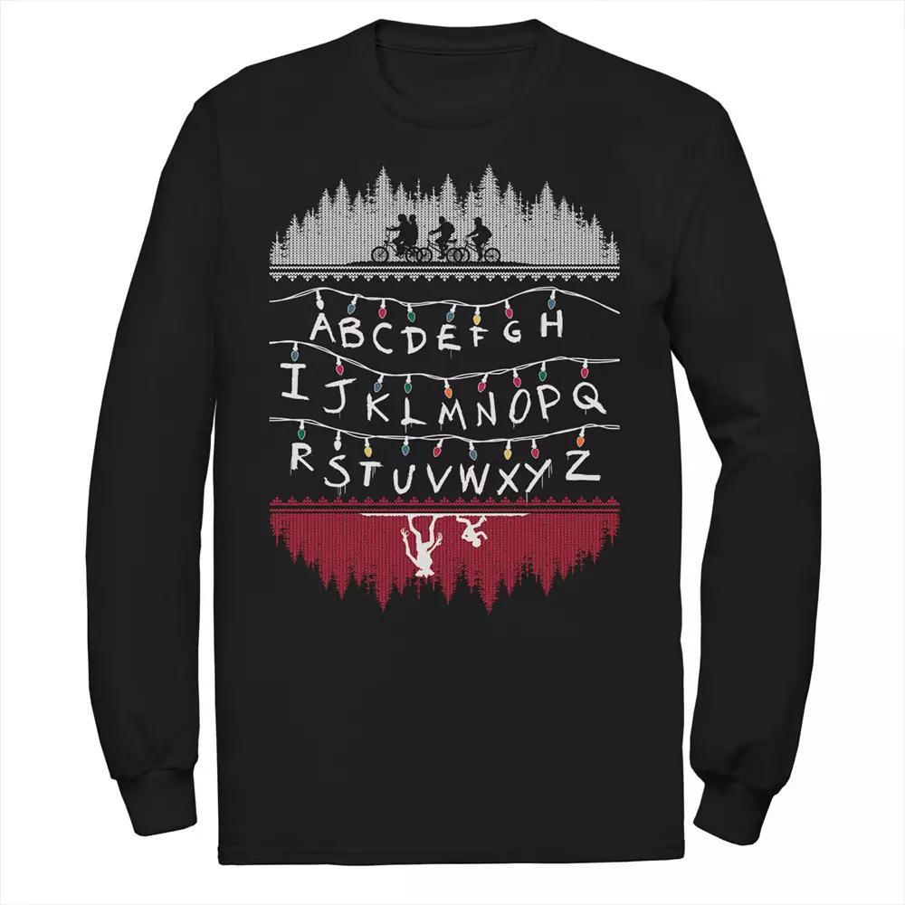 Men's Stranger Things Alphabet Lights Tee, Size: Large, Black Product Image