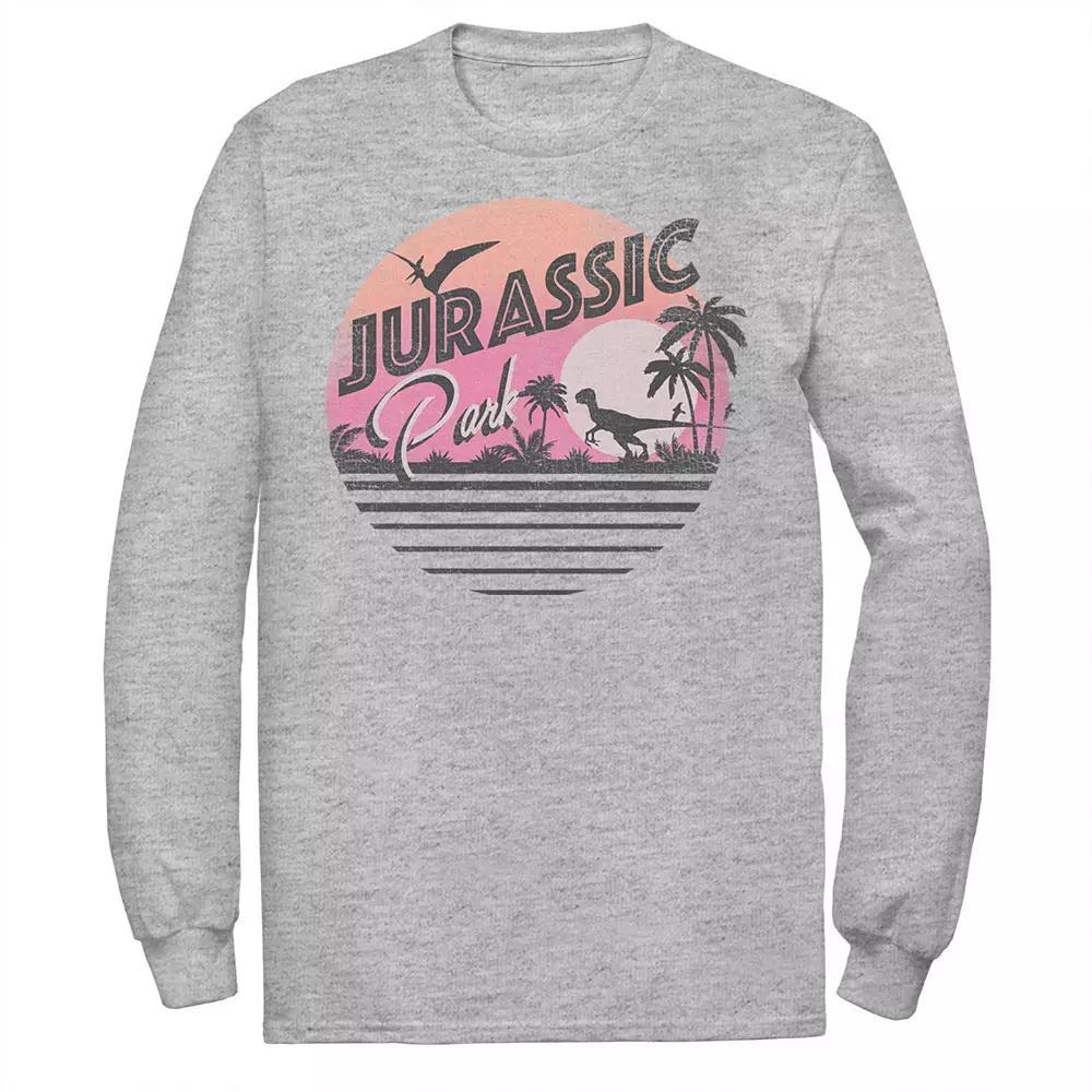Men's Jurassic Park Pink Gradient Sunset Get Wild Graphic Tee, Size: XL, Athletic Grey Product Image