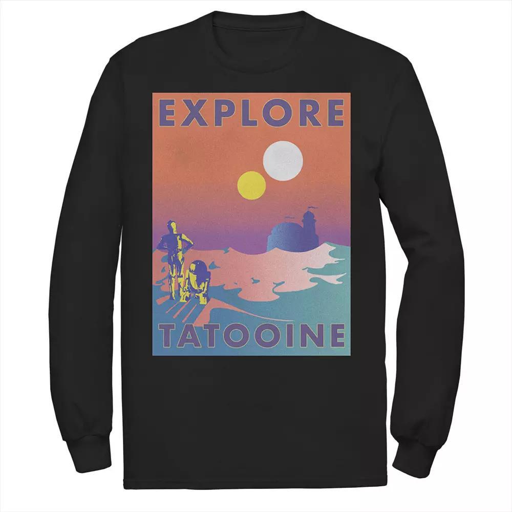 Men's Star Wars Explore Tatooine Faded Retro C-3PO & R2-D2 Poster Tee, Size: XXL, White Product Image