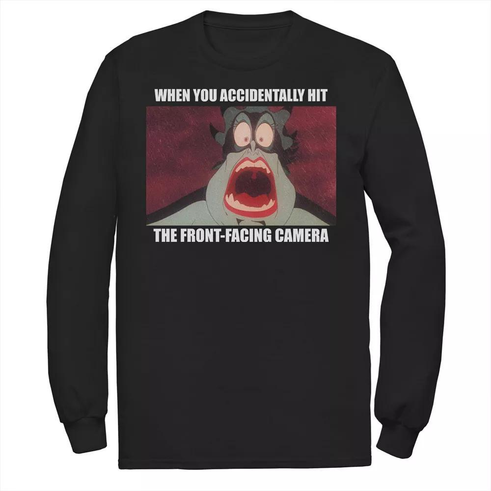 Disney's The Little Mermaid Ursula Men's Front-Facing Camera Meme Long Sleeve Tee, Size: Large, Black Product Image