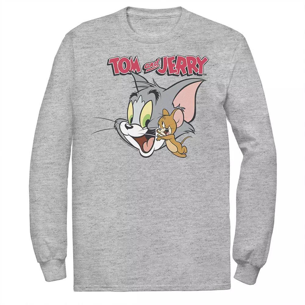 Men's Tom And Jerry Simple Portrait Logo Tee, Size: Small, Athletic Grey Product Image