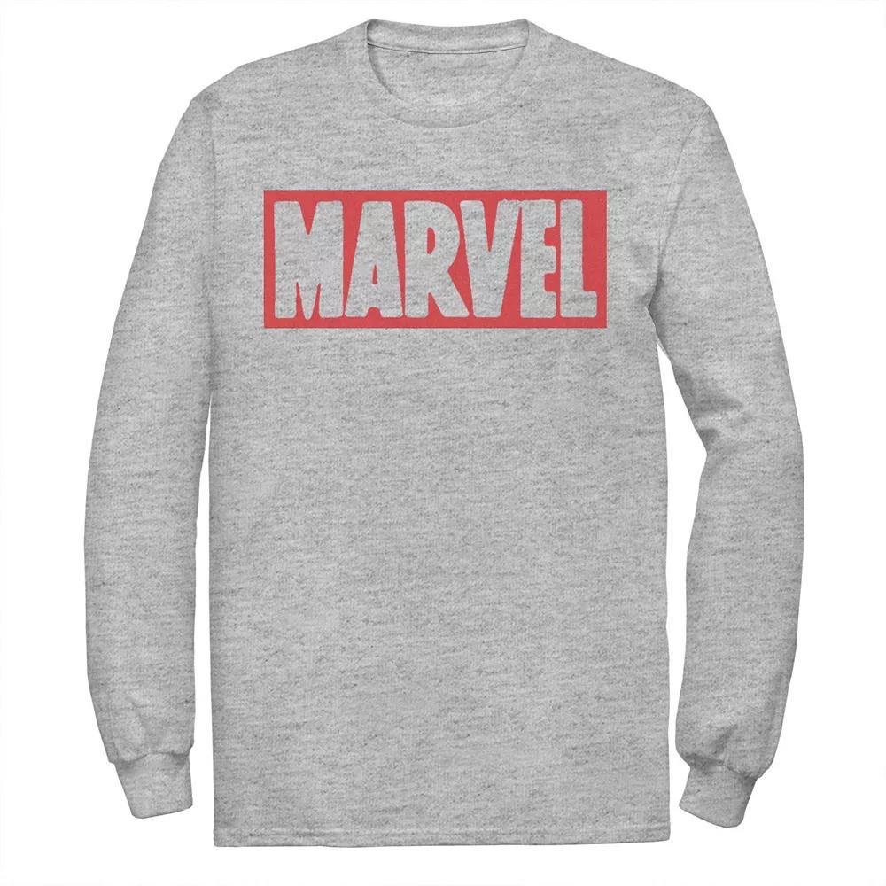 Men's Marvel Simple Brick Logo Outline Tee, Size: Small, Athletic Grey Product Image