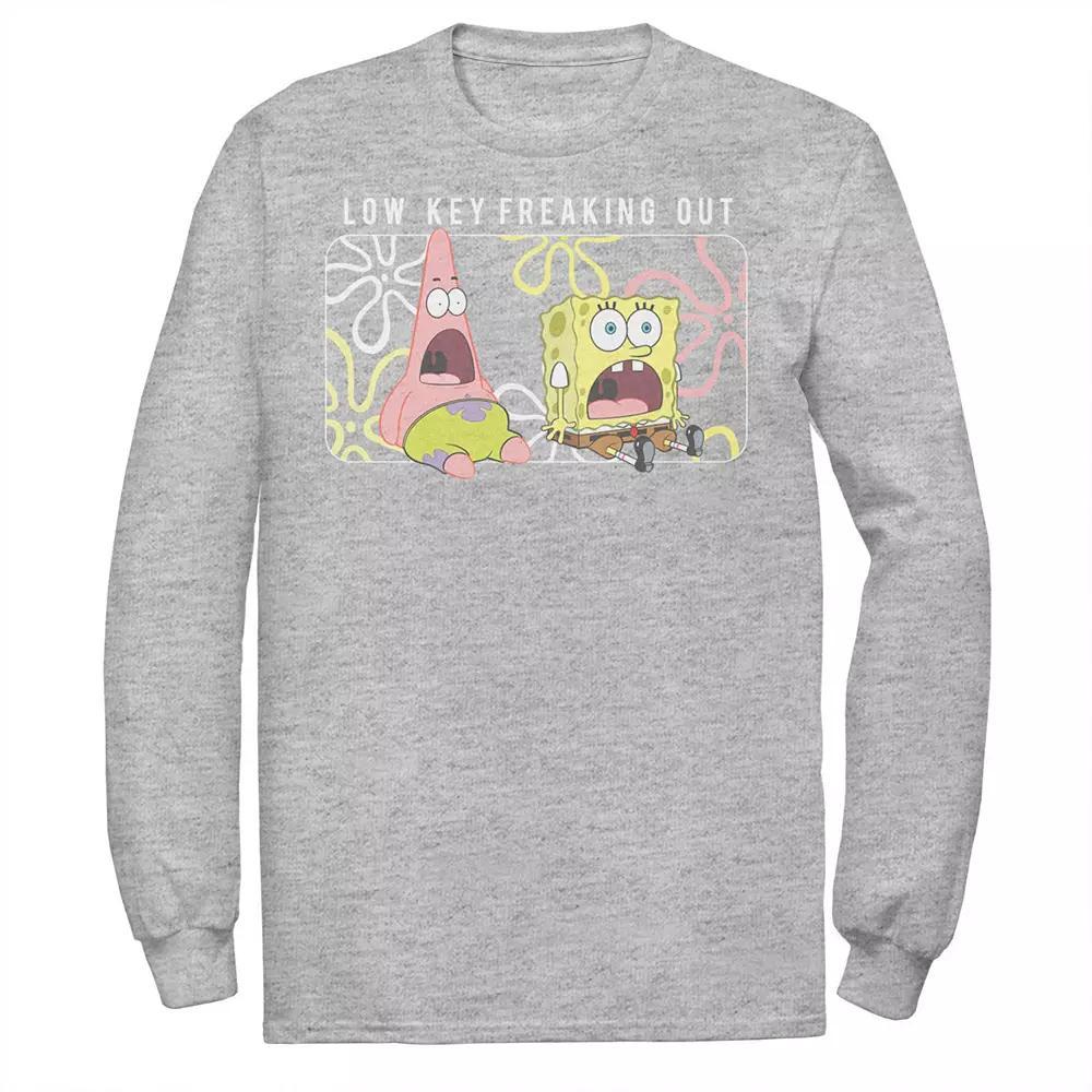 Men's Spongebob Patrick Low Key Freaking Out Tee, Size: Small, Athletic Grey Product Image