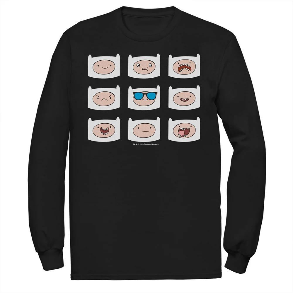 Men's Adventure Time Finn's Many Faces Grid Long Sleeve Graphic Tee, Size: XXL, Blue Product Image