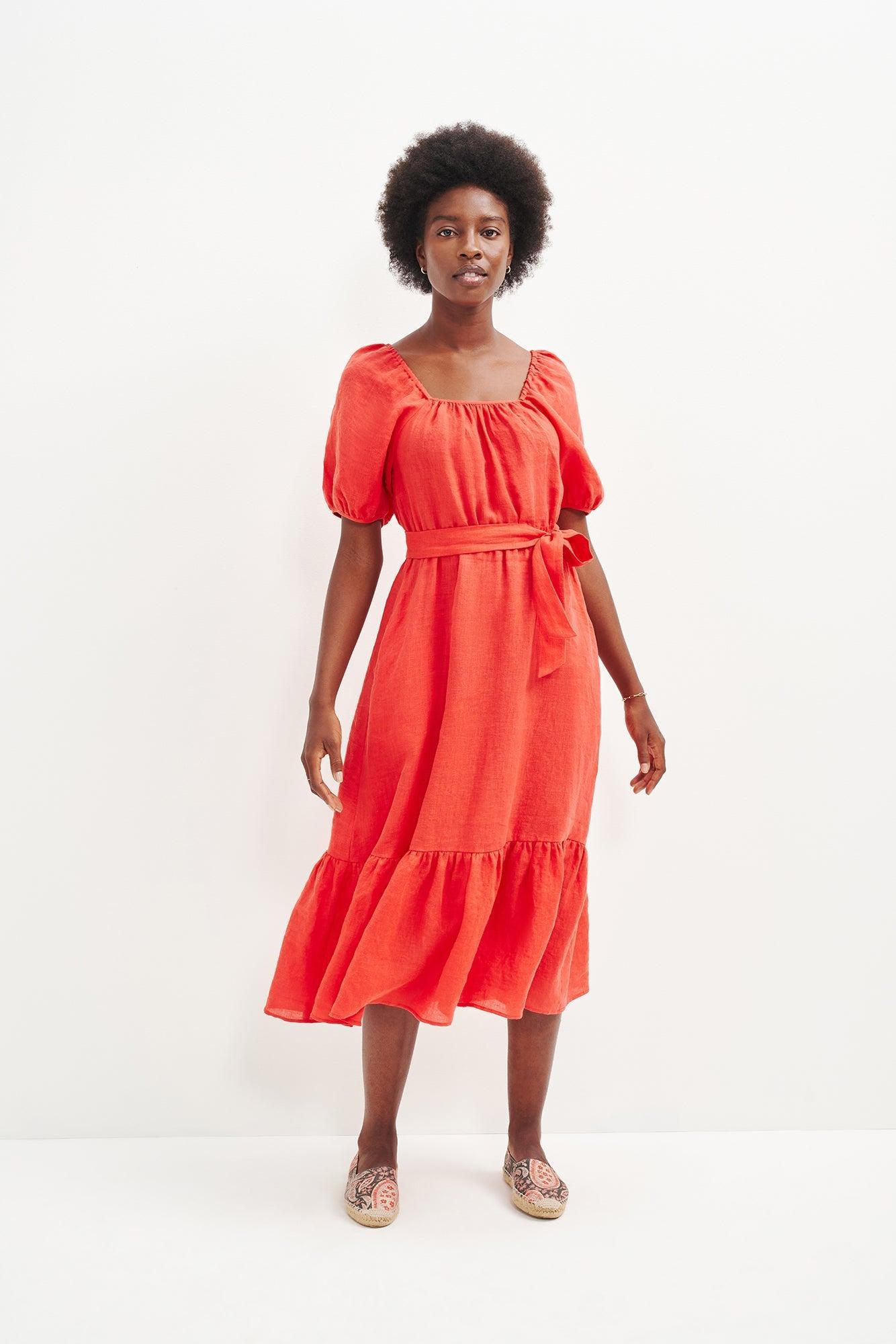 Michelle Linen Midi Dress - Eucalyptus - ReAmour Product Image