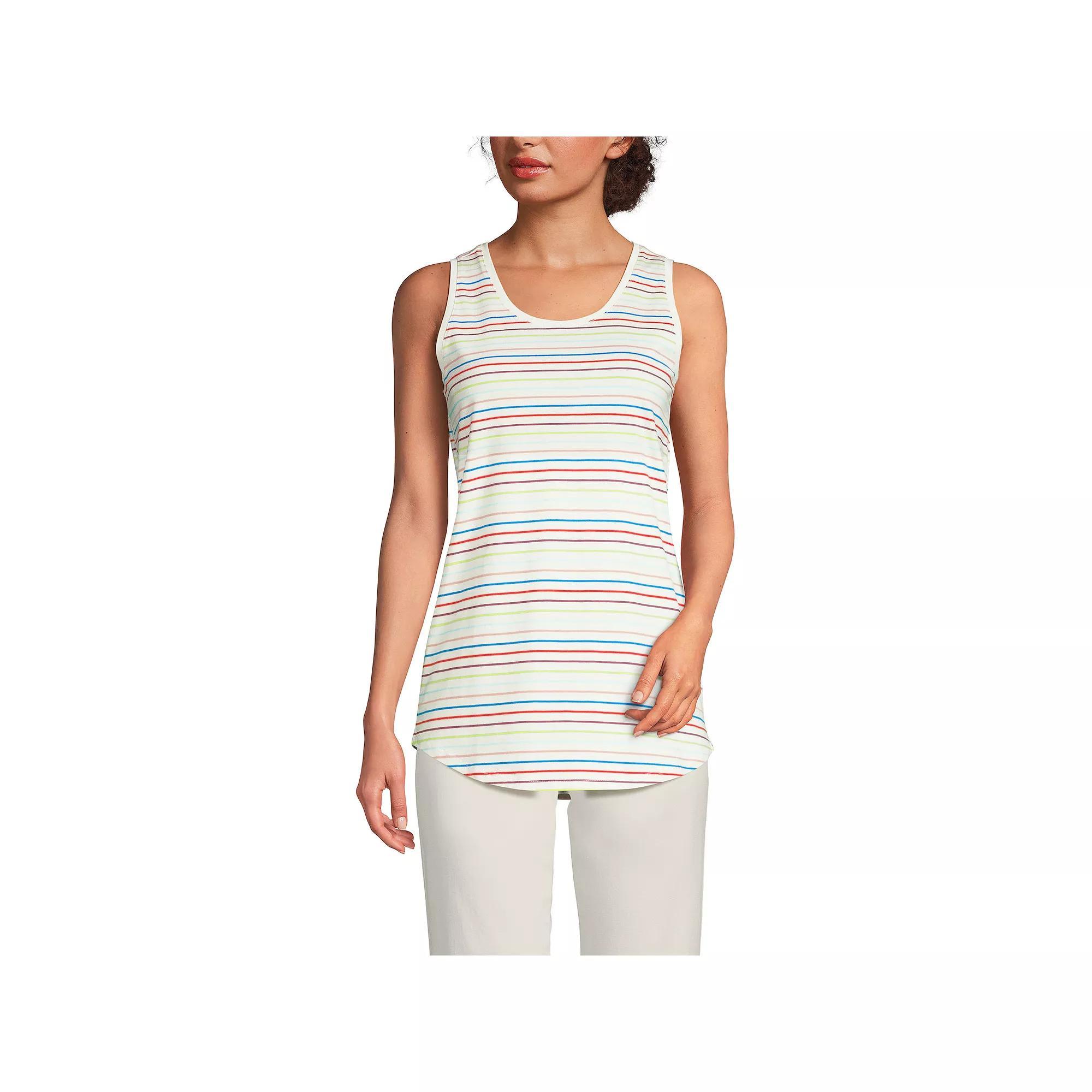 Women's Lands' End Supima Cotton Scoopneck Tunic Tank Top, Size: Small Petite, Black Product Image