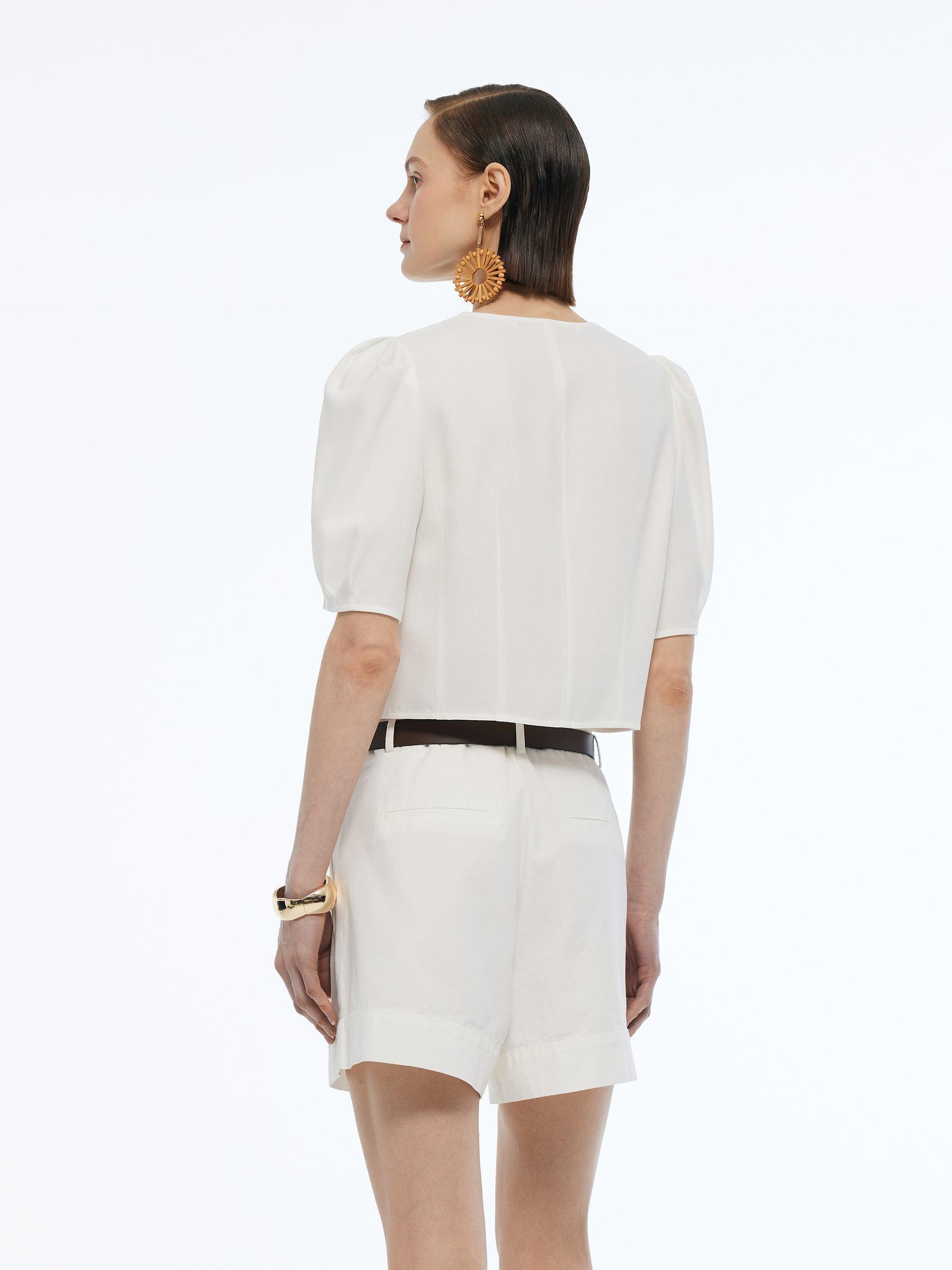 100% Acetate V-Neck Women Shirt Product Image