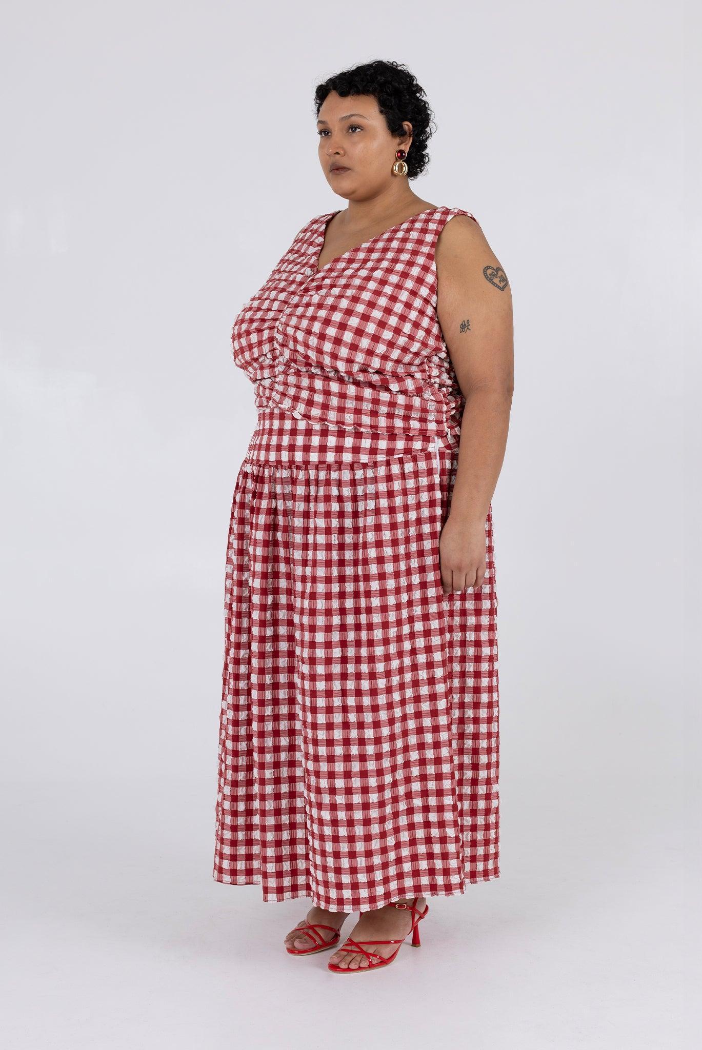 Isabella Top - Lipstick Check Product Image