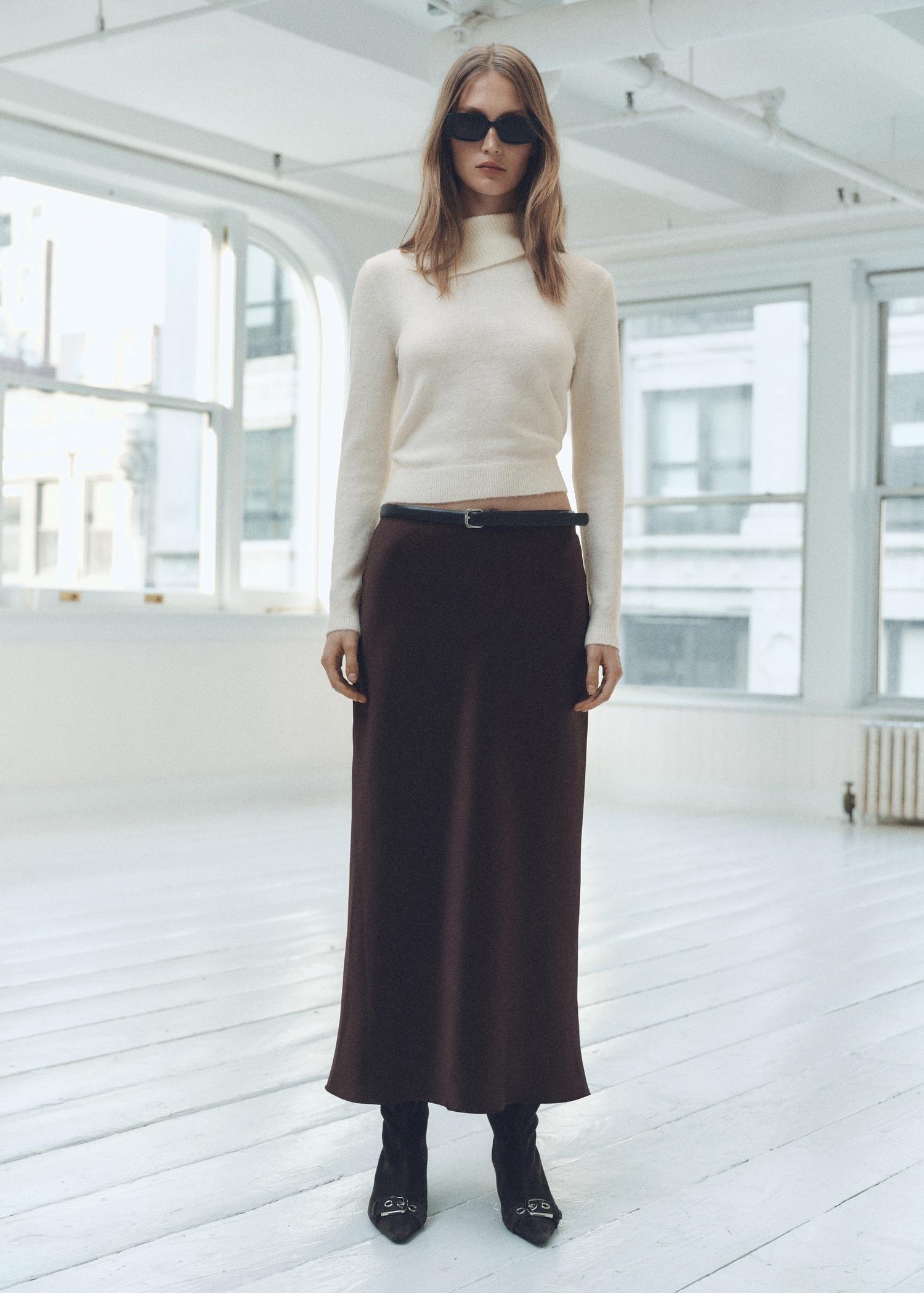 Sweater with wraparound lapel neck - Women | MANGO USA Product Image