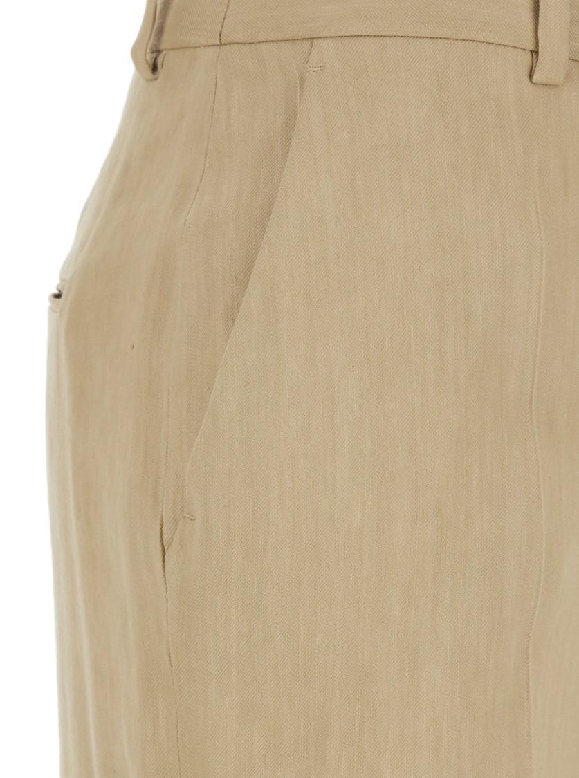 ALBERTA FERRETTI Beige Pants With High Waist And Belt Loops In Linen Blend Stretch Woman Product Image