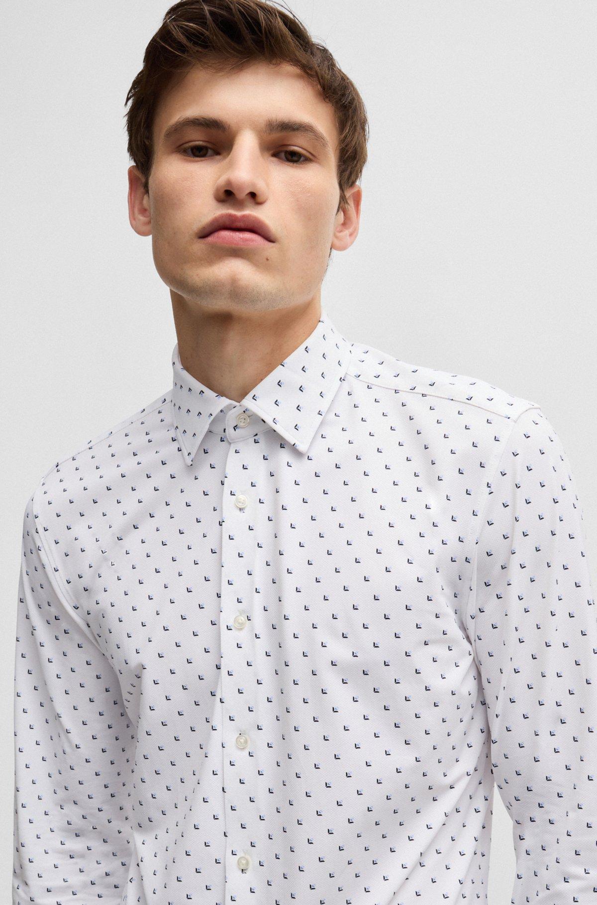 Slim-fit shirt in printed performance-stretch fabric Product Image