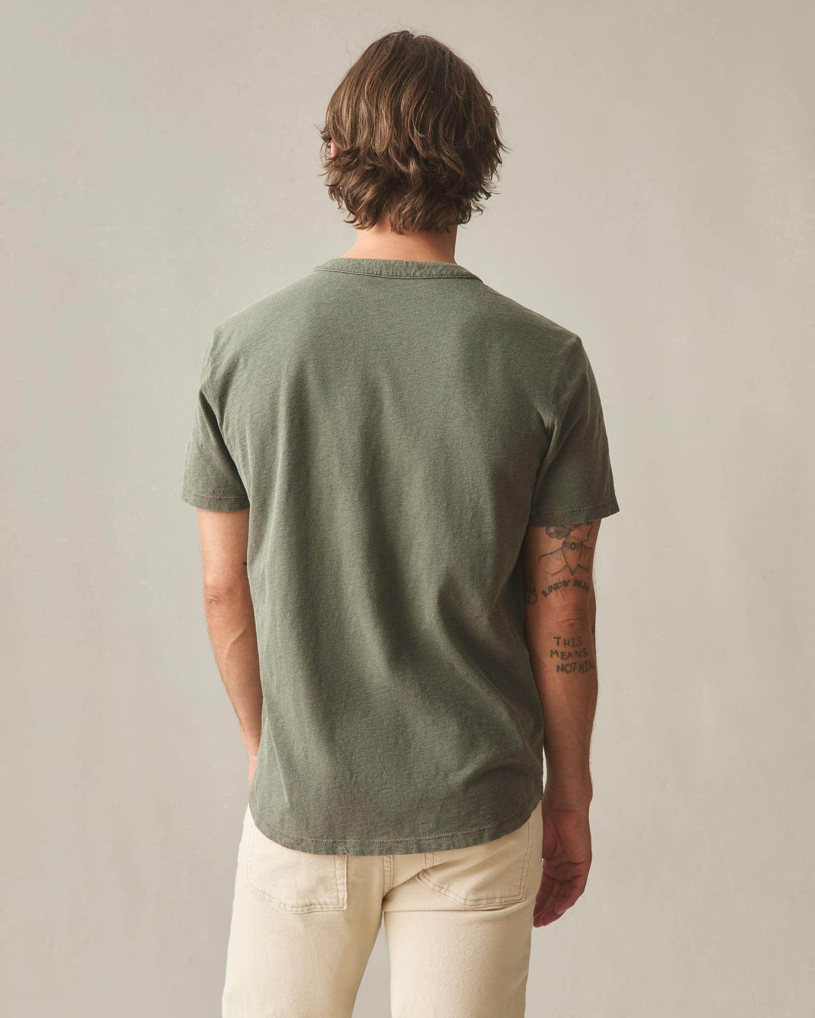 Men's Broken-In Premium Slub Henley Tee - Washed Olive Product Image
