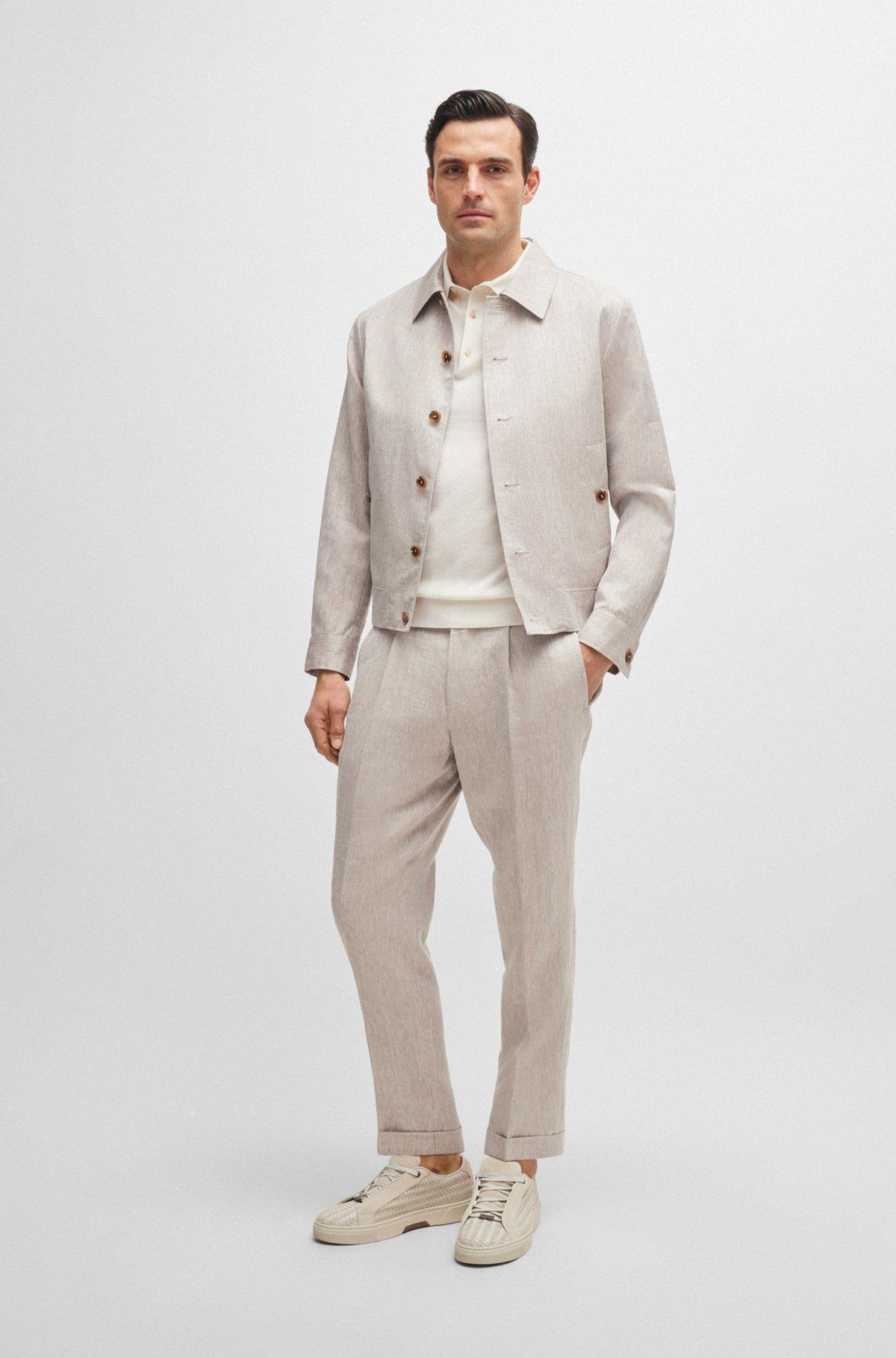 Polo-collar regular-fit sweater in silk and cotton Product Image