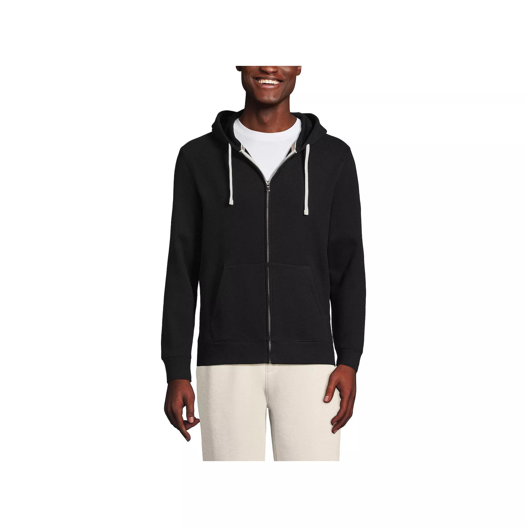 Men's Lands' End Serious Sweats Long Sleeve Full Zip Hoodie, Size: XL, Dark Grey Heather Product Image
