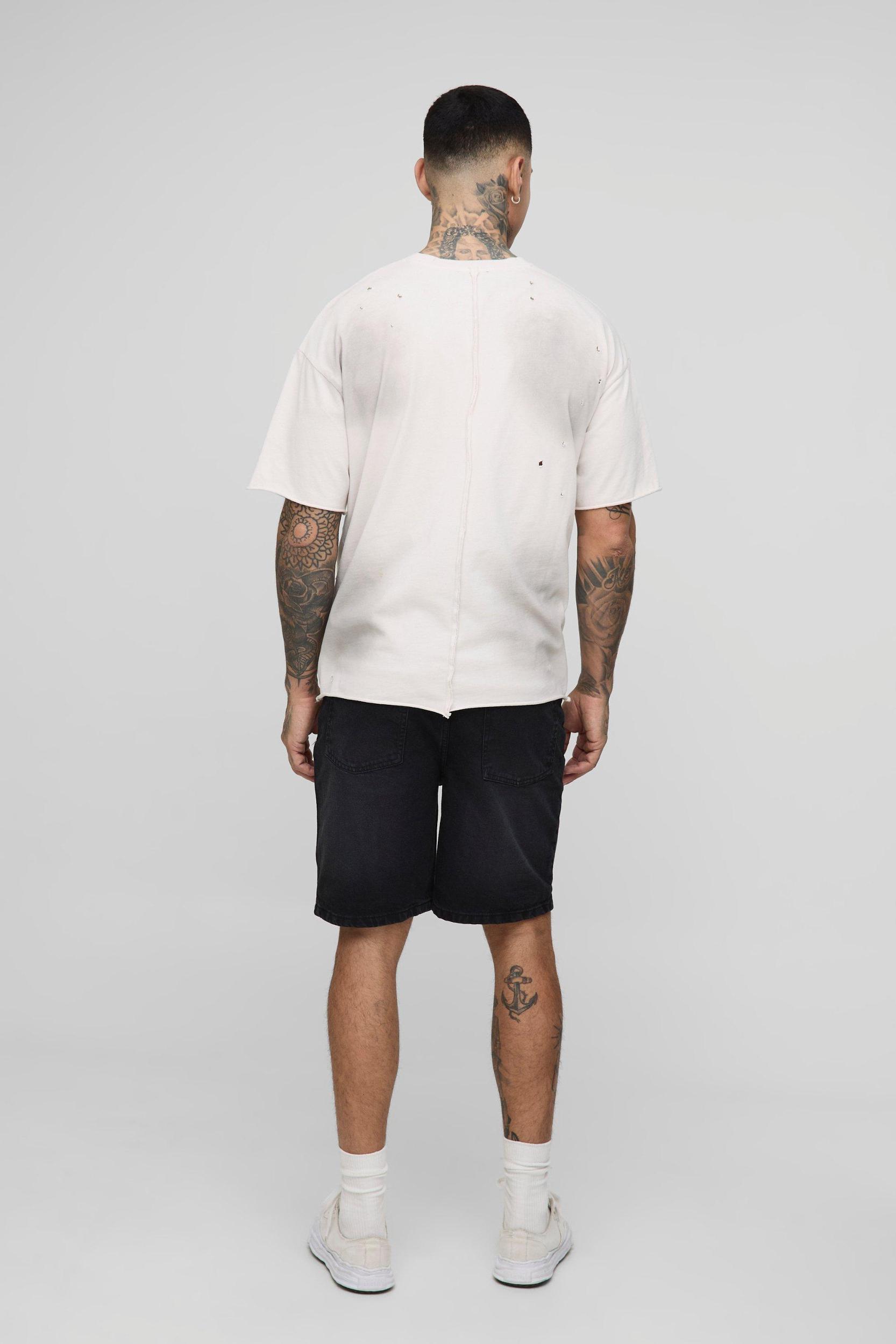 Tall Relaxed Rigid Jean Shorts | boohooMAN USA Product Image