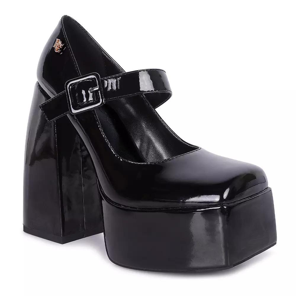 Rag & Co Pablo Women's High Platform Mary Jane Shoes, Size: 5, Black Product Image