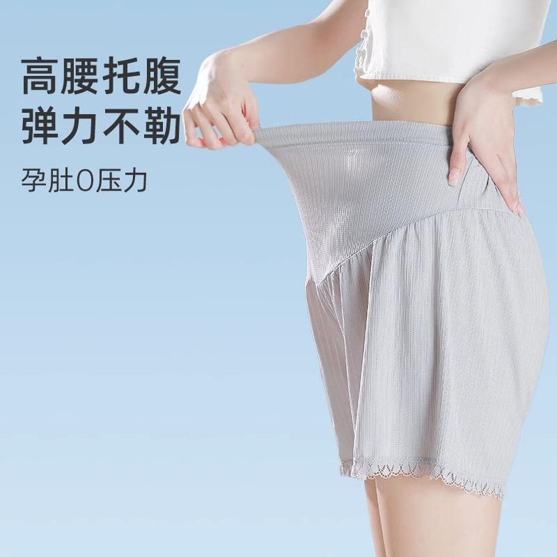 Maternity High Waist Plain Lace Trim Undershorts / Set Product Image