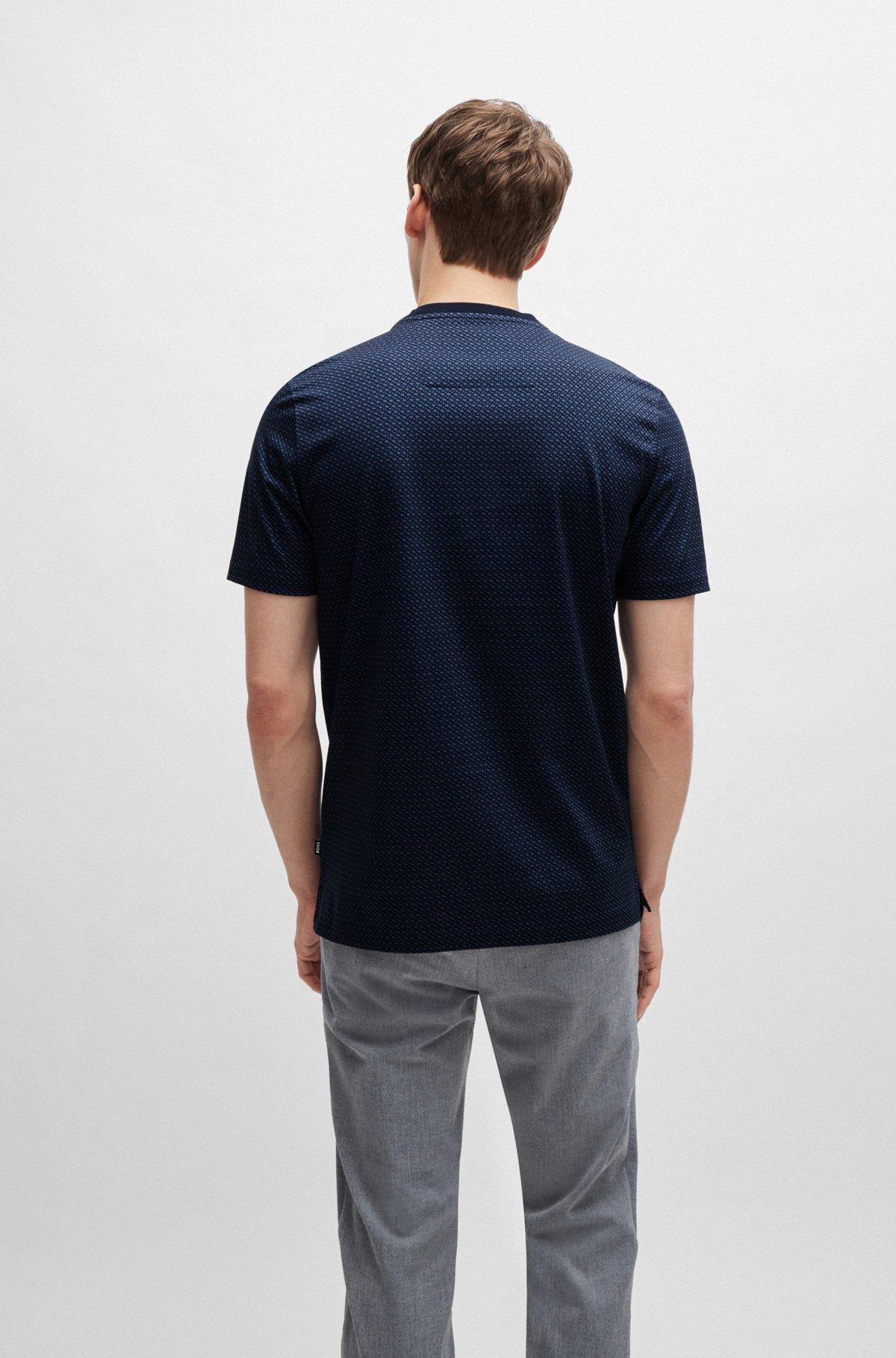 Mercerized-cotton T-shirt with two-tone monogram print Product Image