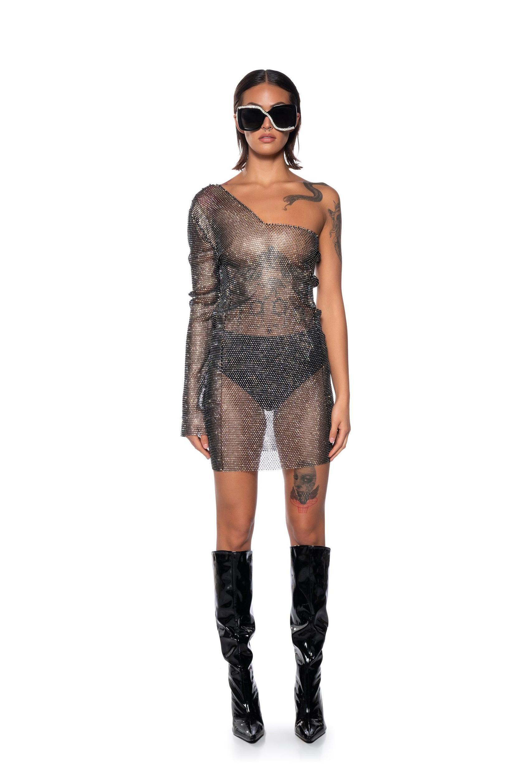 KNIGHT IN SHINING ARMOR ONE SHOULDER MINI DRESS Product Image