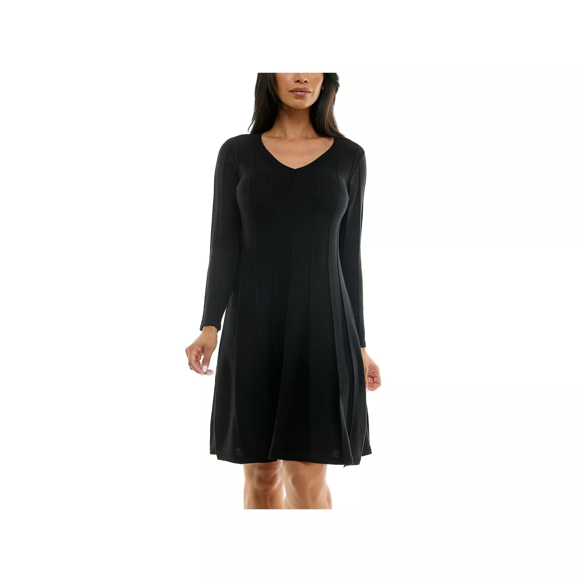 Women's Nina Leonard A-Line Sweater Dress, Size: Small, Black Plum Product Image