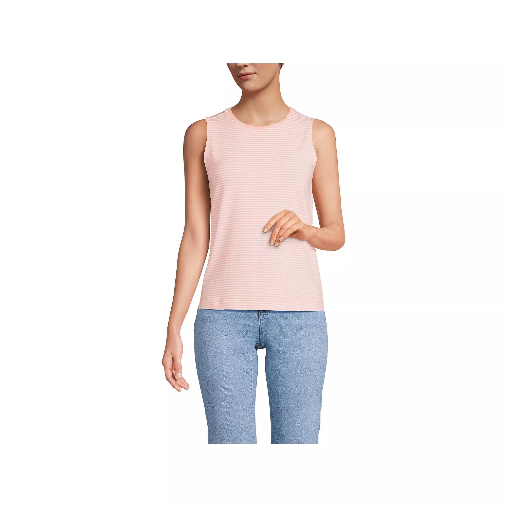 Women's Lands' End Lightweight Jersey Tank Top, Size: Large, Sweet Orange Stripe Product Image