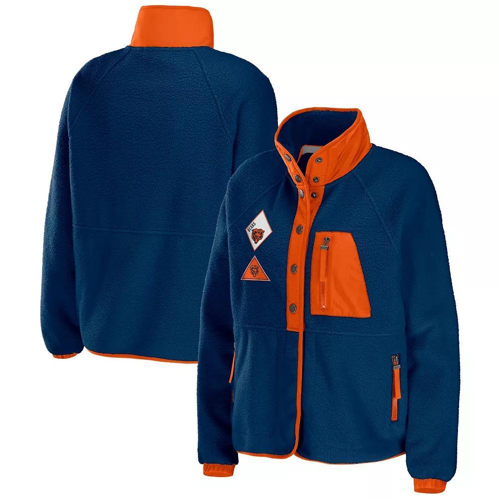 Women's WEAR by Erin Andrews Brown Cleveland Browns Polar Fleece Raglan Full-Snap Jacket, Size: Medium Product Image