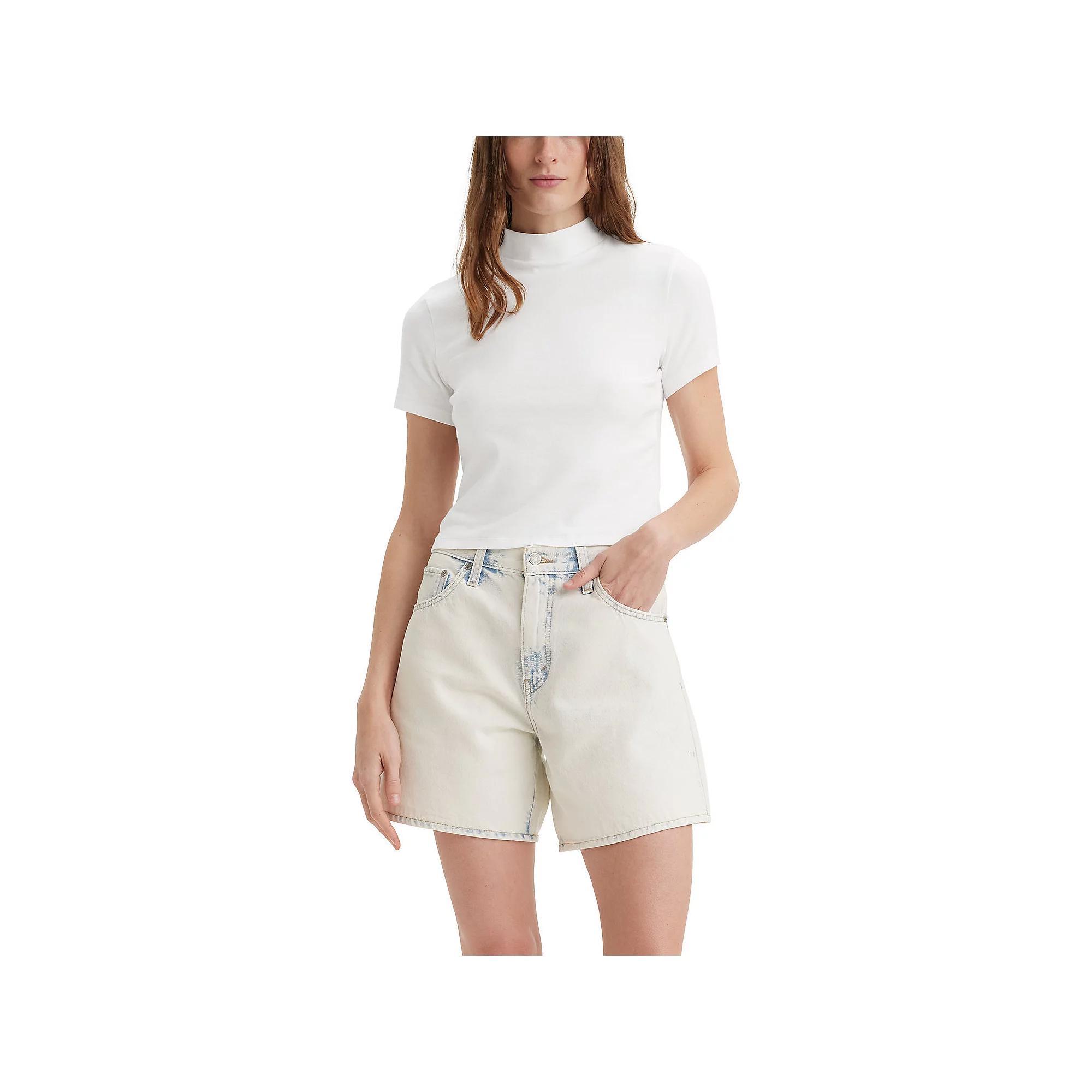 Women's Levi's® Effortless Short Sleeve Mock Neck Tee, Size: Large, Grey Night Product Image
