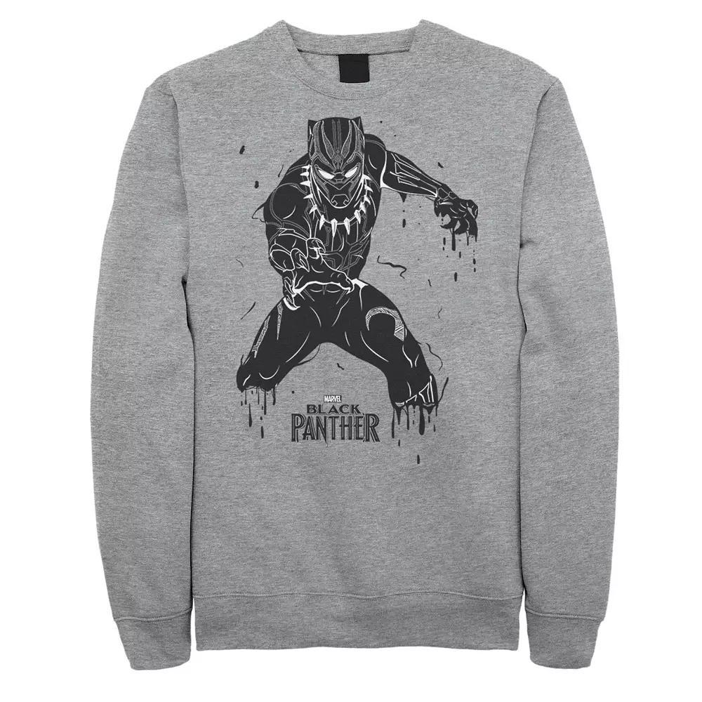 Mens Marvel Black Panther Movie Paint Drip Claws Sweatshirt Athletic Grey Product Image