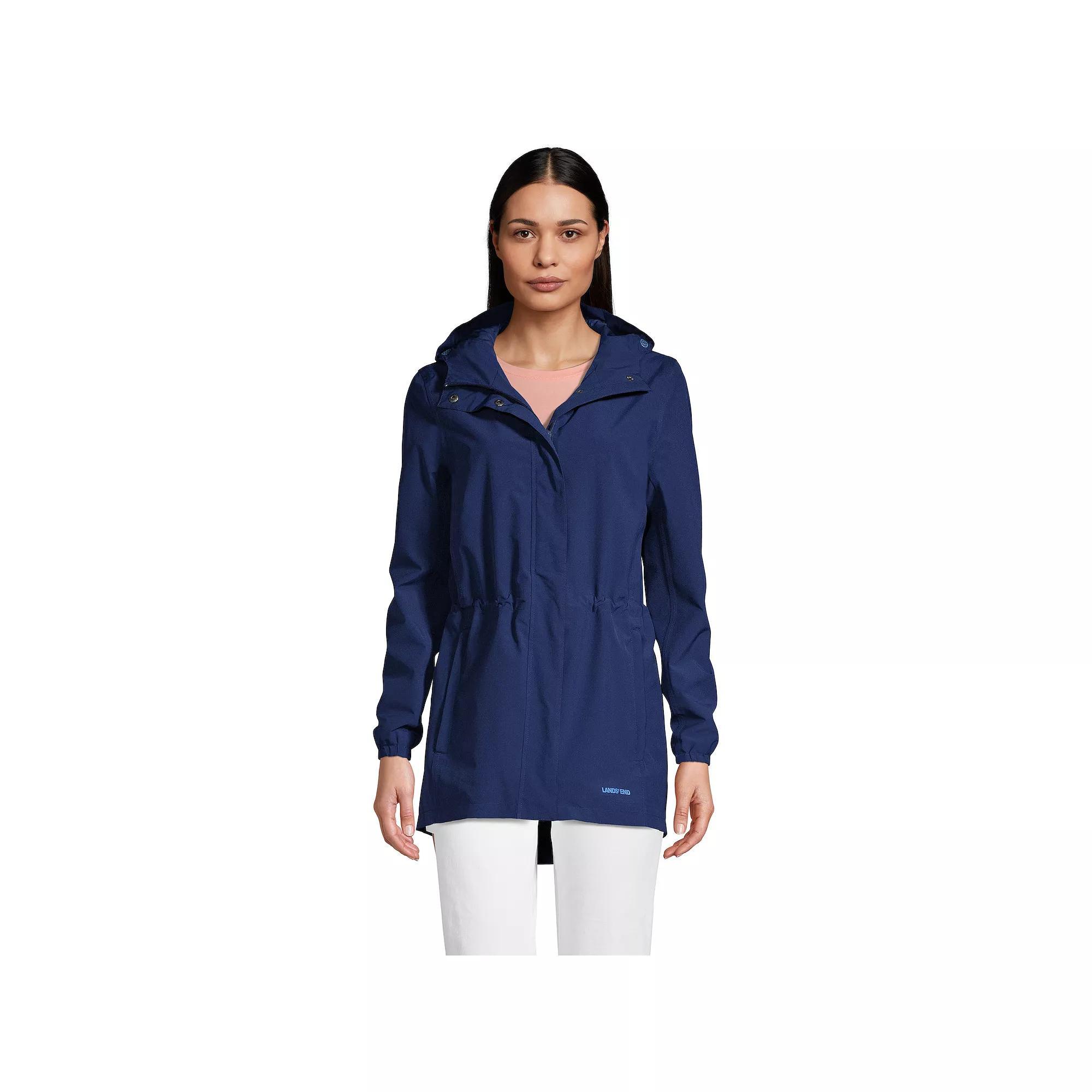 Petite Lands' End Hooded Packable Raincoat, Women's, Size: XL Petite, Deep  Blue Product Image