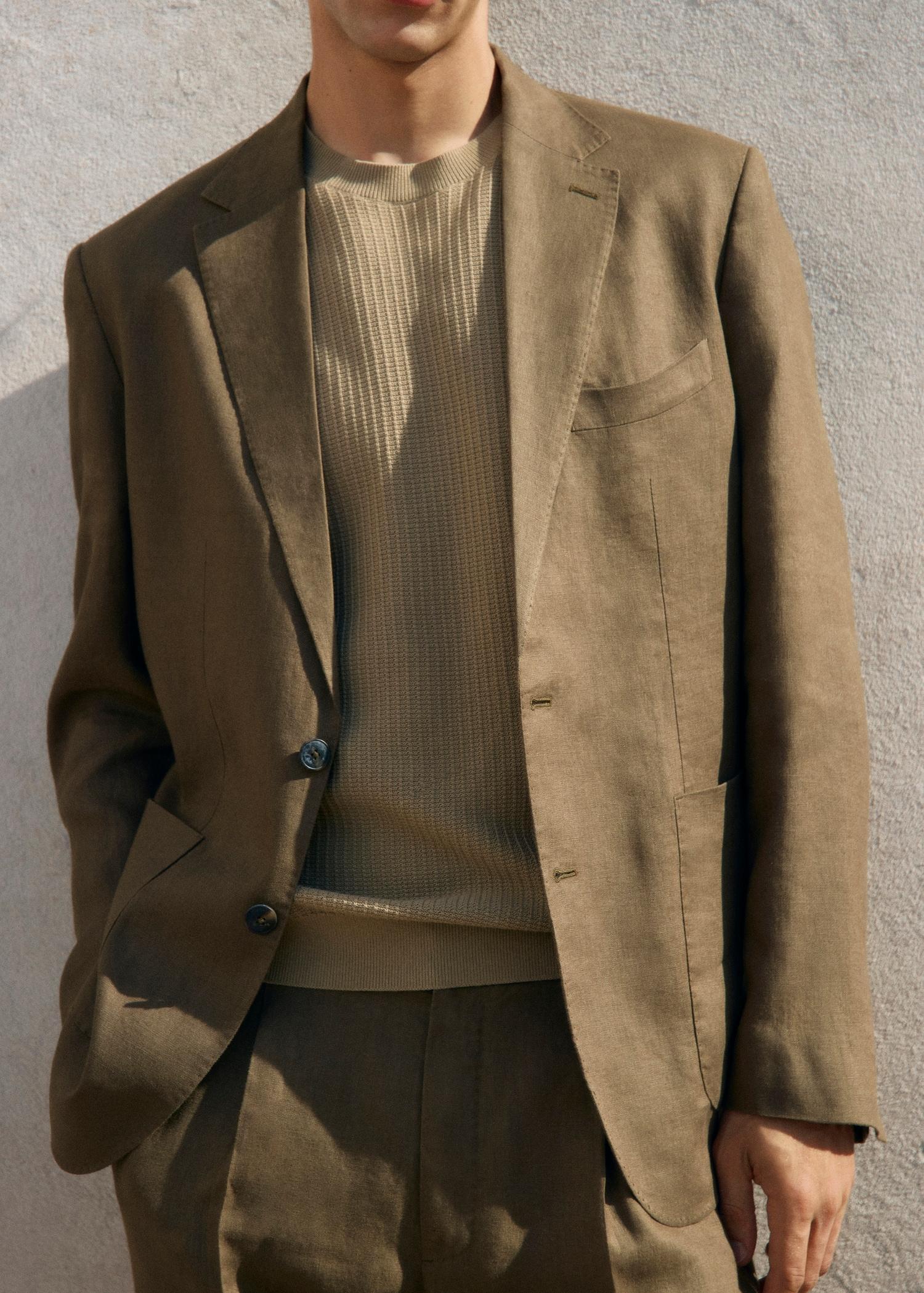 Salerno suit blazer 100% linen slim fit - Men | MANGO USA Product Image