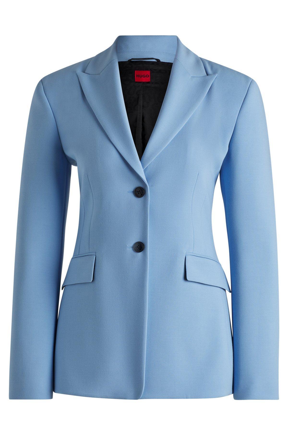 HUGO - Slim-fit blazer with contrast buttons - Light Blue Product Image